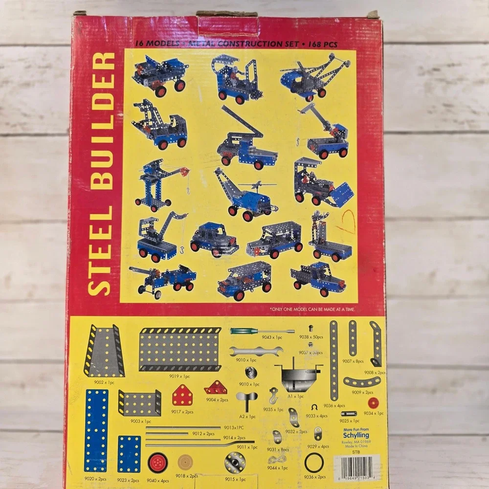 Schylling Steel Builder Metal Construction Set 16 Models‎ Wind Up Motor